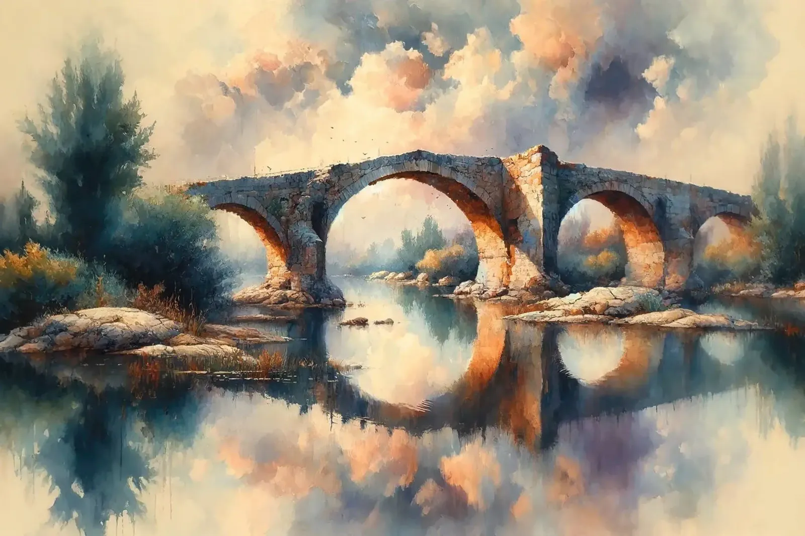 Serene stenen boog canvas met Baklijst van Chromatic Fusion Studio
