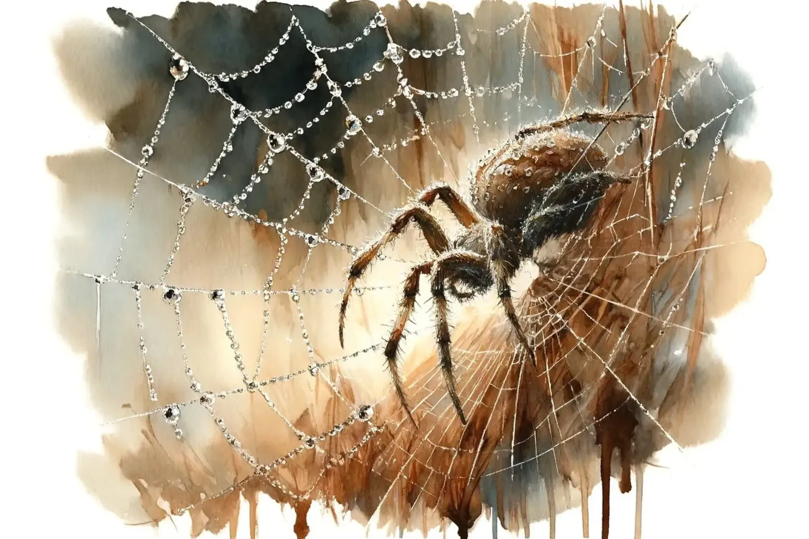 Spider's Web in Morning Dew canvas with Floater frame by Chromatic Fusion Studio