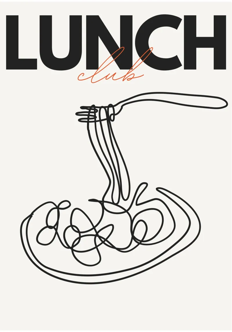 LUNCH CLUB poster con telaio in legno da Einfach Uebel