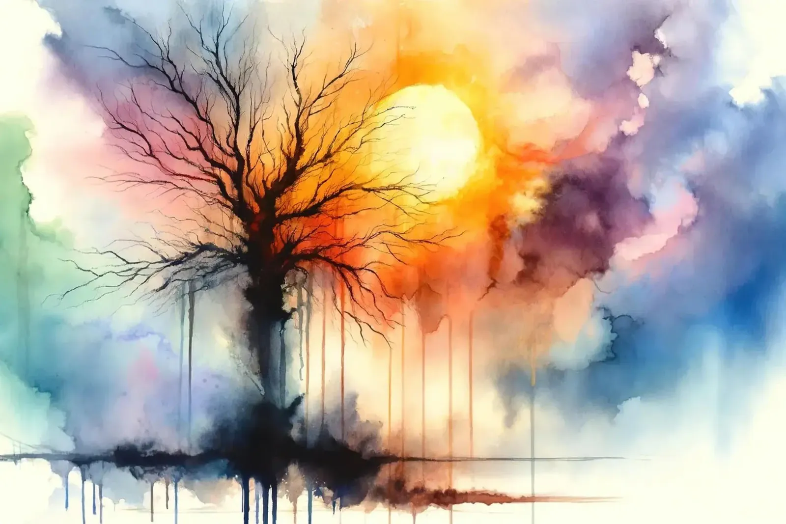 Sunset Silhouette through the Tree of Life canvas by Chromatic Fusion Studio