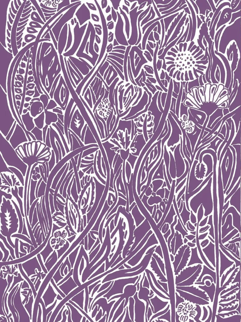 White floral pattern on violet hahnemühle by PaperLine Art
