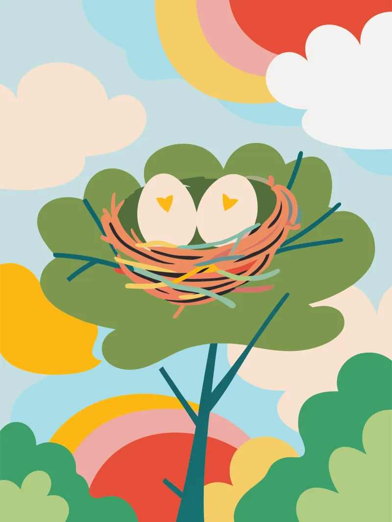 Bird's Nest Laying Eggs poster by CUTE ANIMALS