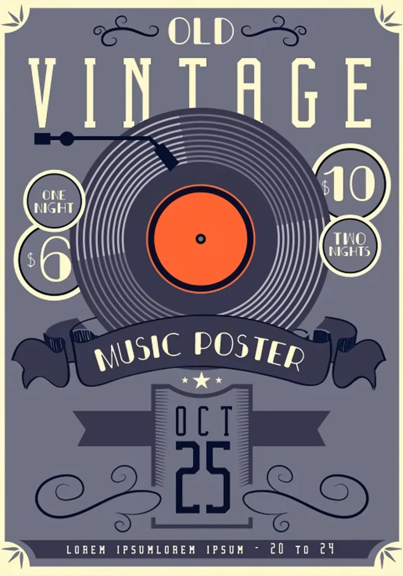Vecchio poster musicale d'epoca pellicola backlit da williamsshop