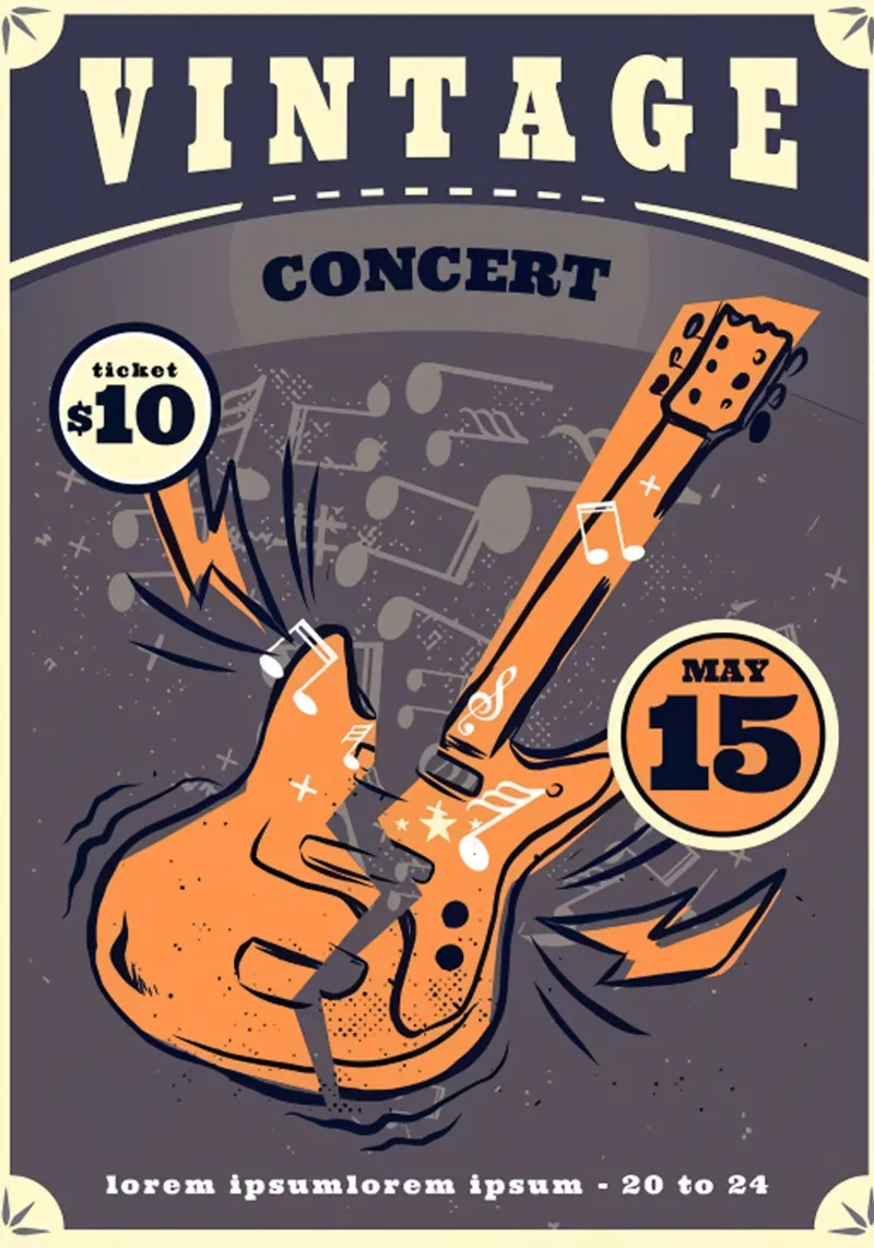 Poster di un concerto rock d'epoca plexiglass da williamsshop
