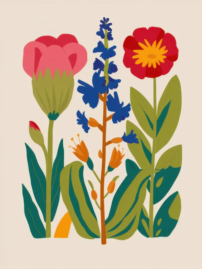 Volkskunst boeket canvas van Line Fable