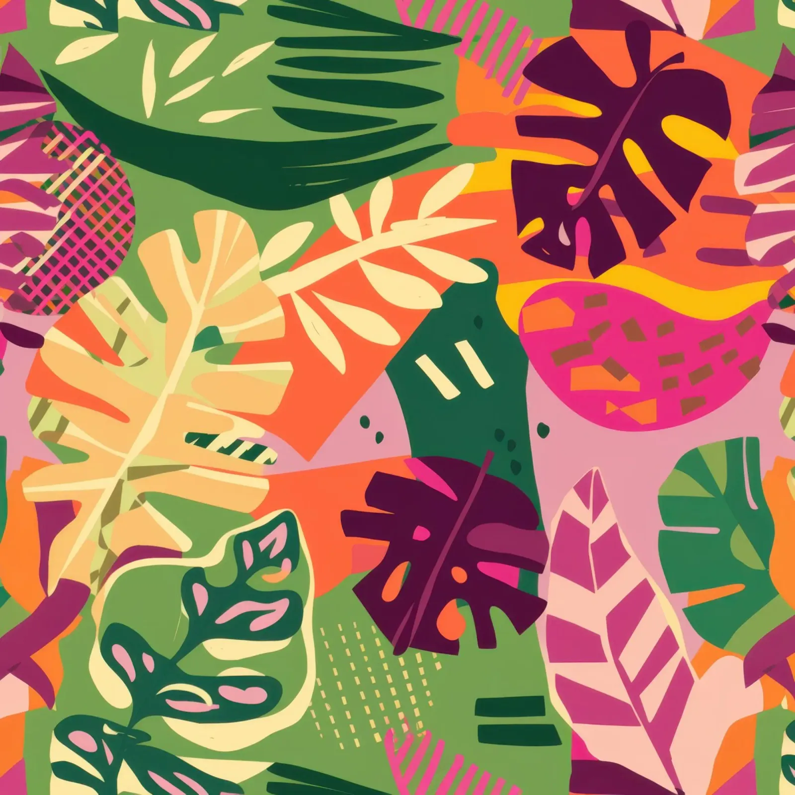 Medley di foglie tropicali poster con telaio in plastica da Solar Paint