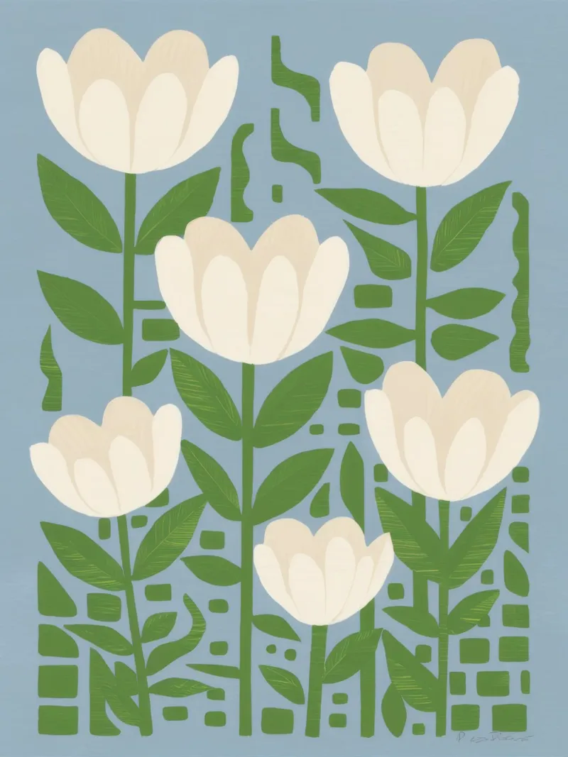 Witte tulp Serenity canvas van Lunar Valentina