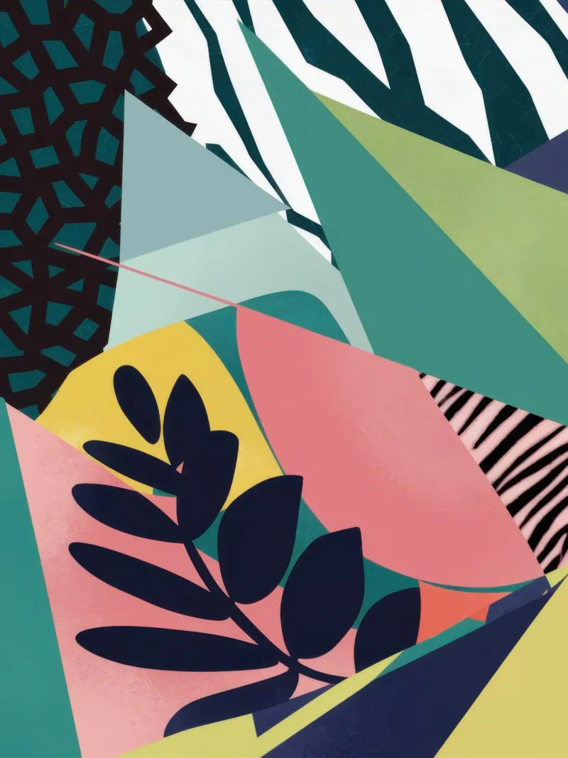 Gefragmenteerd Jungle Licht canvas van Line Fable