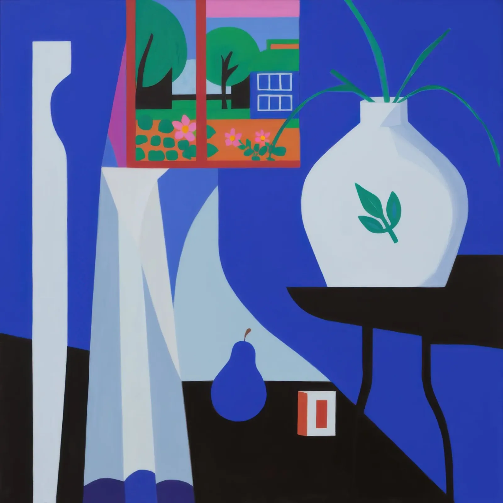 Blauw Stilleven Abstract canvas met Baklijst van Line Fable