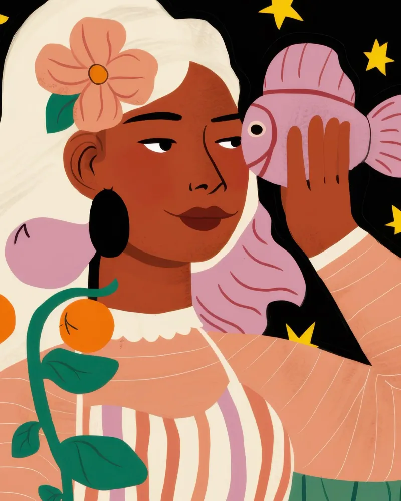 Hemelse Citrus Muse canvas met Baklijst van Lunar Valentina