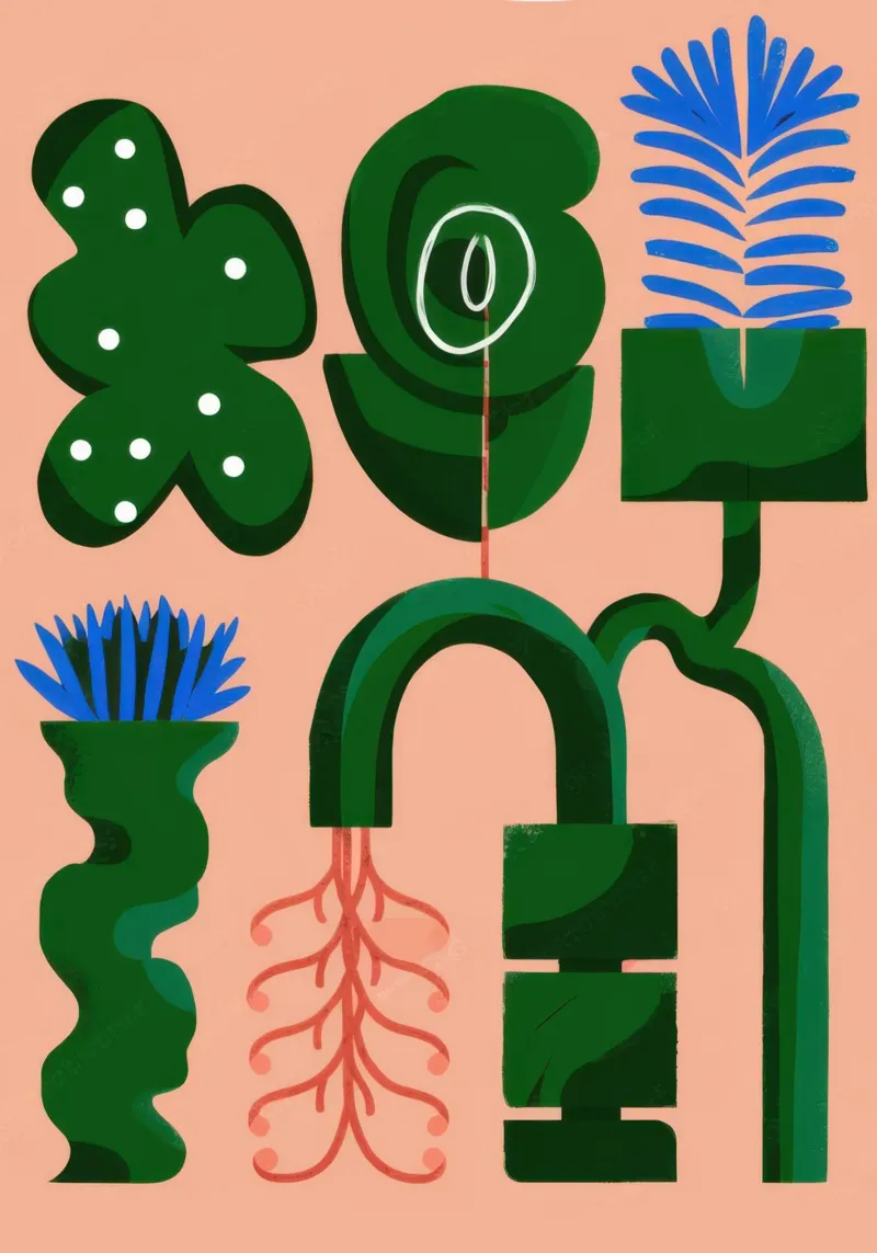 Forme botaniche astratte poster con telaio in plastica da Frosh Pallete