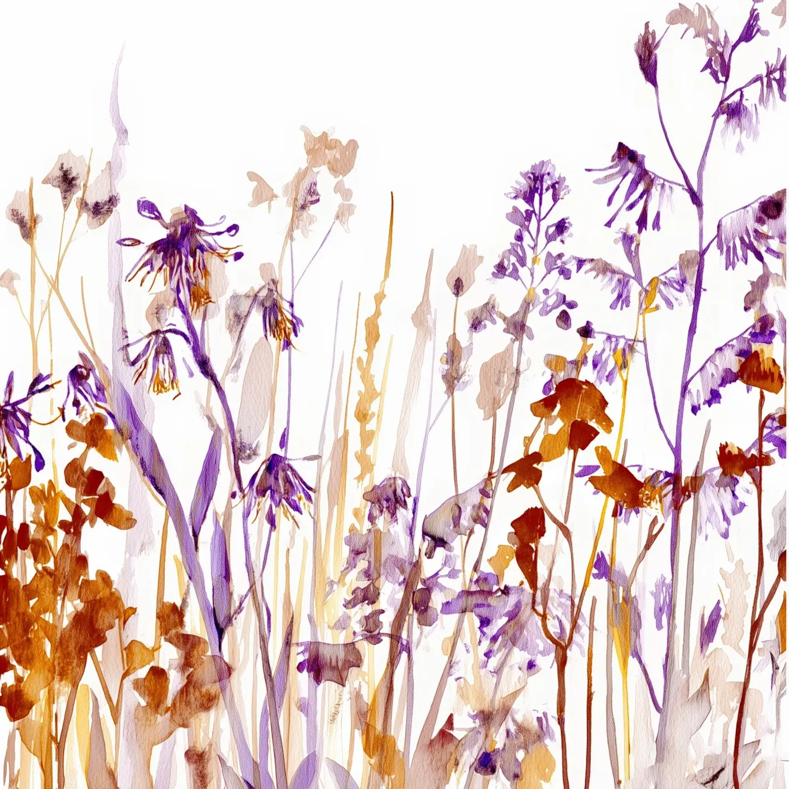 Prato selvaggio in terra di Siena e viola alluminio dibond da Sophia Calder Studio