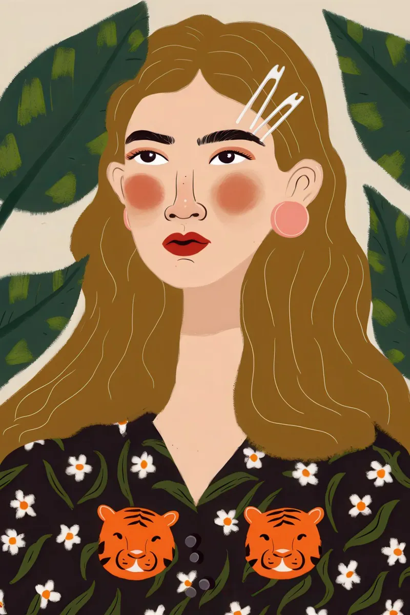 Tiger Print Muse Poster von Line Fable