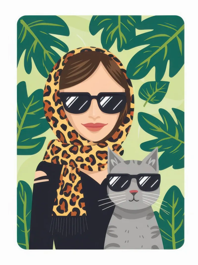 Compagno felino chic carta hahnemühle da Line Fable