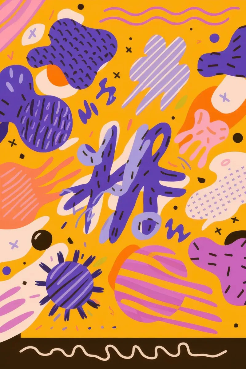 Modello di scarabocchio gioioso poster con telaio in plastica da Frosh Pallete