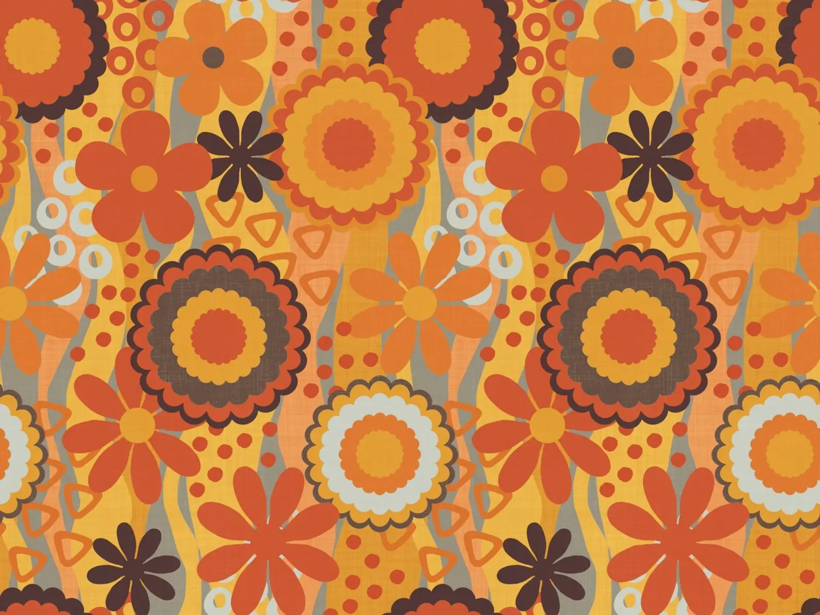 Seventies Soul Groovy Flower Power Marrone Arancione Giallo poster con telaio in plastica da Andrea Haase Modern Home