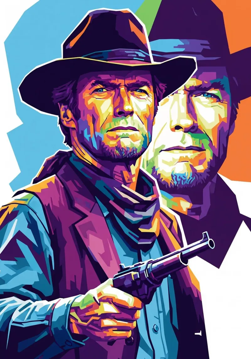 Clint Eastwood in WPAP art style poster da Hantamrata