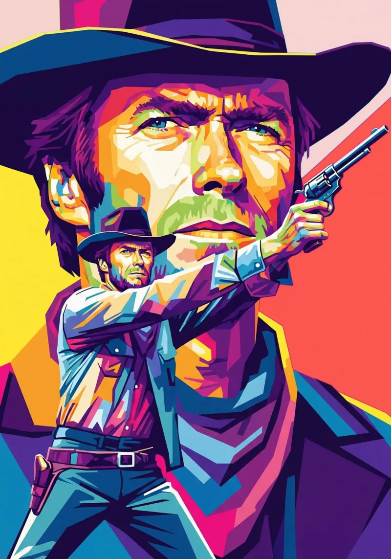 Clint Eastwood in WPAP art style (2) hahnemühle de Hantamrata