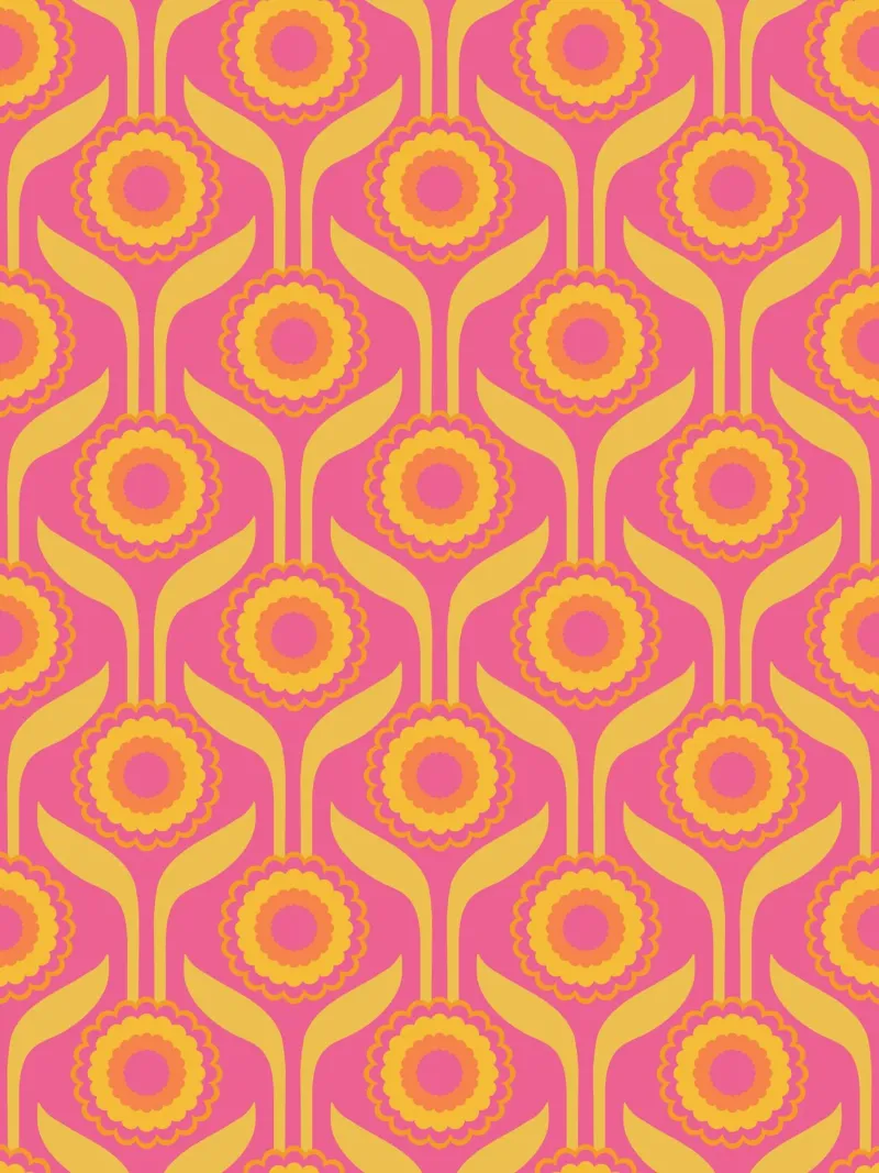 Bloomscape rosa Seventies Flower Power Boho poster con telaio in plastica da Andrea Haase Modern Home