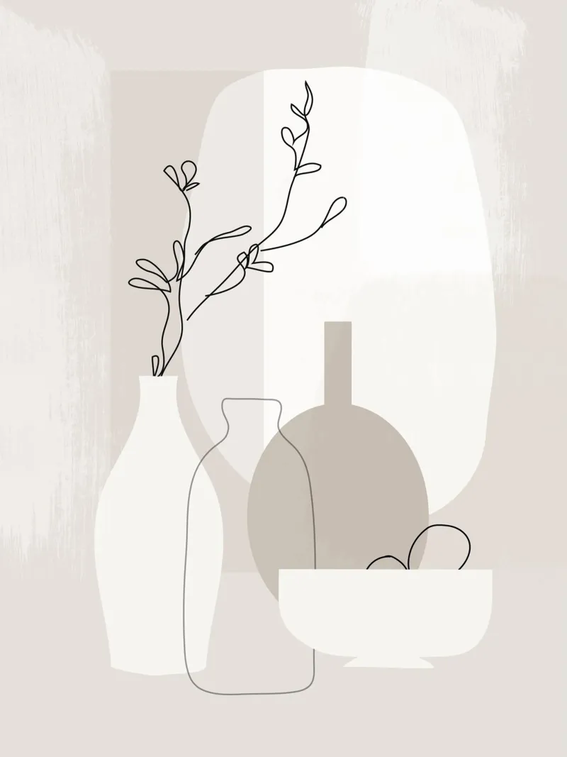 Natura morta con linee e forme alluminio dibond da LeaDArt