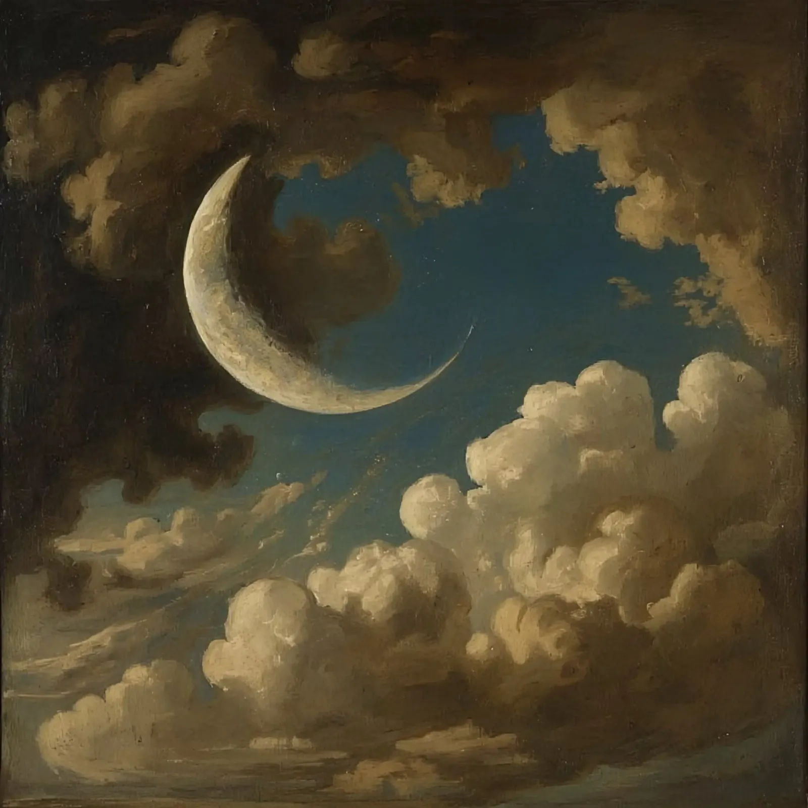 La luce della luna che fa capolino tra le nuvole in un cielo notturno carta hahnemühle da DesignDoodle