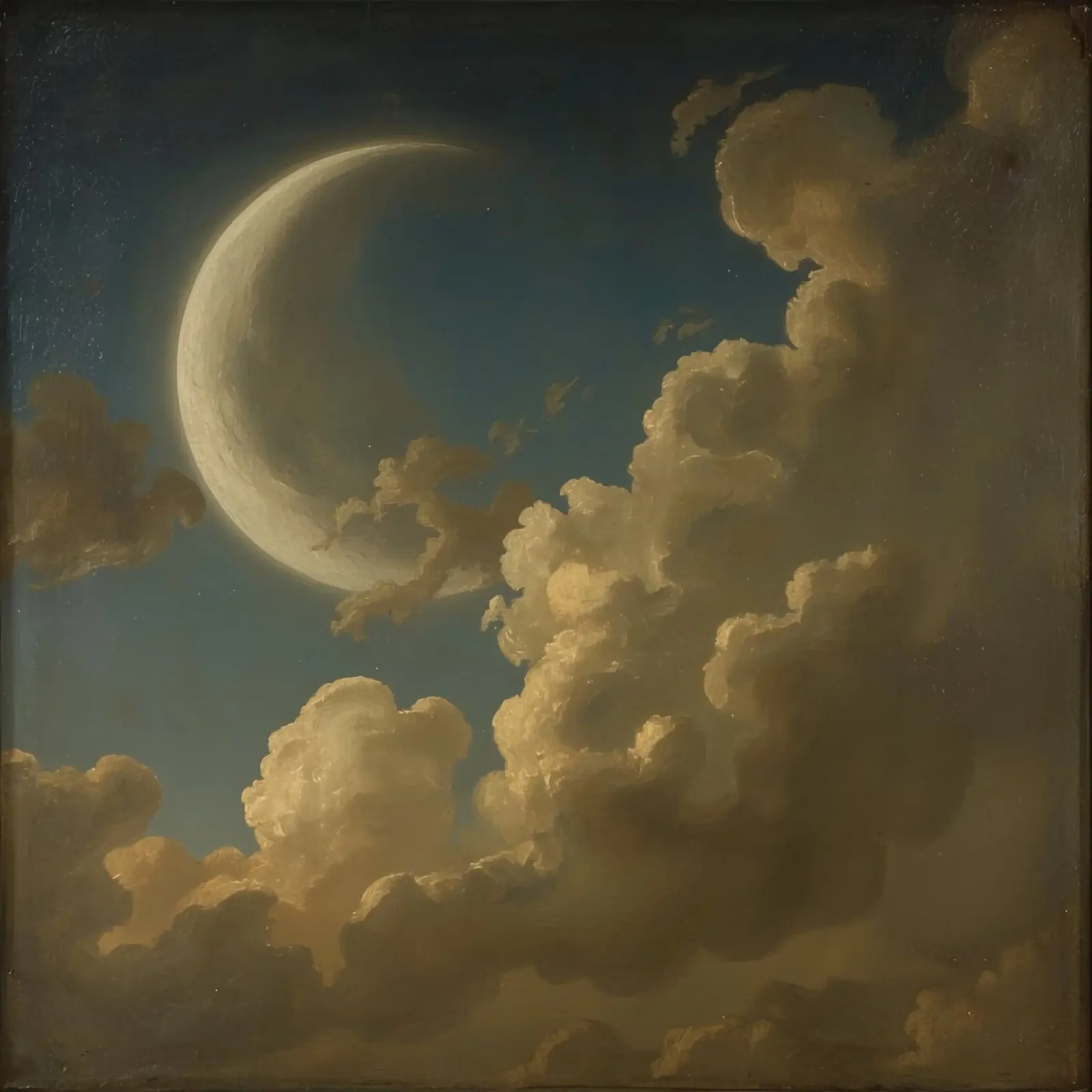 Luna illuminata dalle nuvole in un cielo notturno poster con telaio in plastica da DesignDoodle