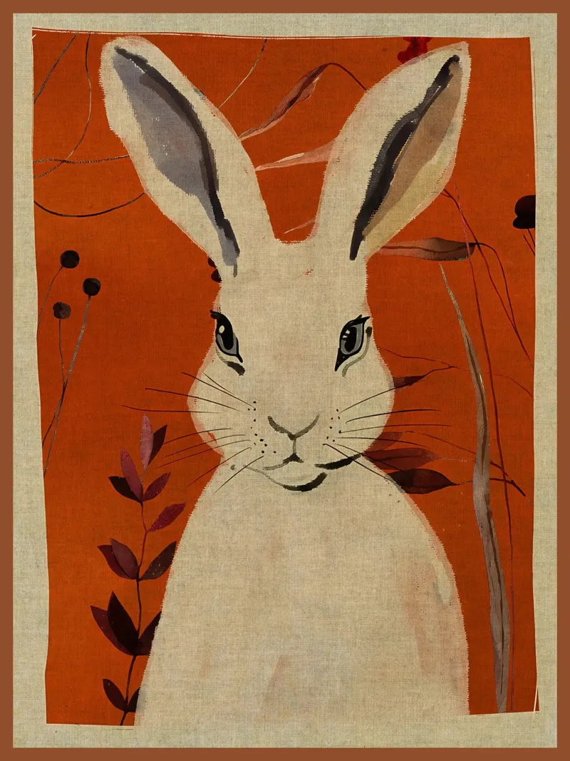Ilustración del conejo blanco metacrilato de Edson Studio