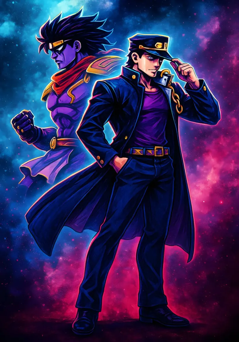 Soul Of Jojo_s Bizarre Adventure Kujo Jotaro poster con telaio in alluminio da DGSoulheroes