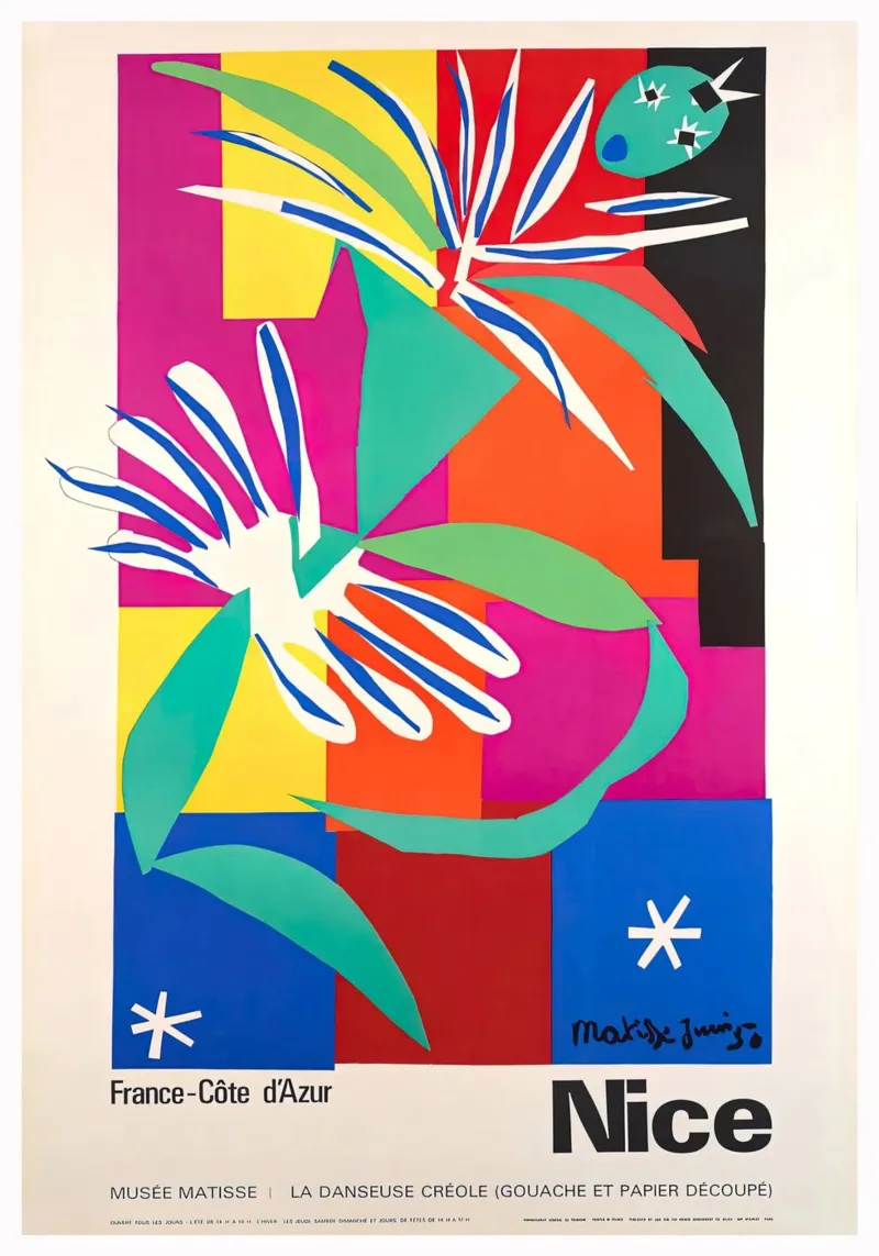 Matisse "De Creoolse Danser" uitgesneden tentoonstellingsaffiche canvas met Baklijst van homdeco