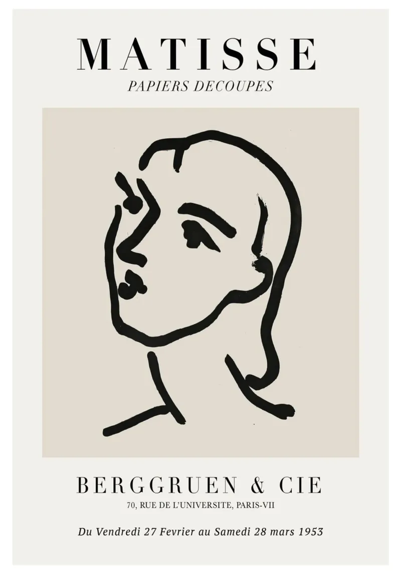 Matisse "Papiers Découpés" Abstract Face Line Art Print Hahnemühle von homdeco