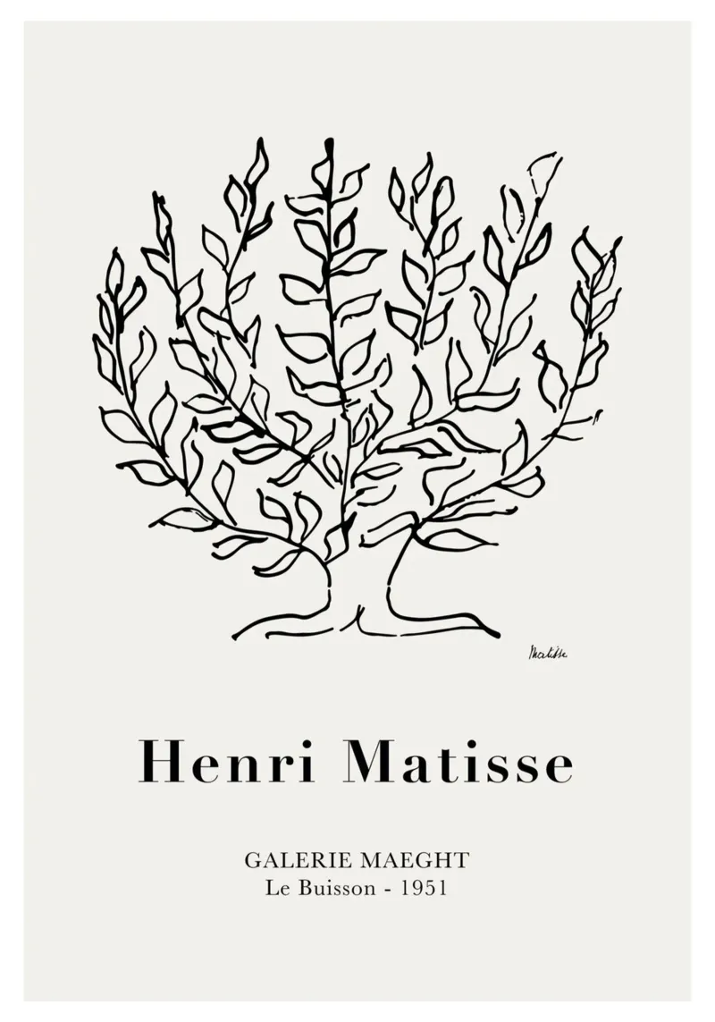 Matisse "Le Buisson" 1951 Line Art Tree Print metacrilato de homdeco