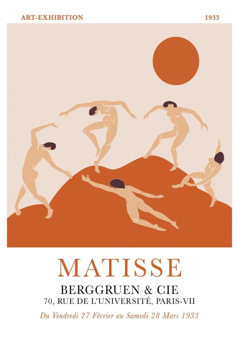 Poster del nudo della mostra di Matisse "La danza" 1933 poster con telaio in alluminio da homdeco