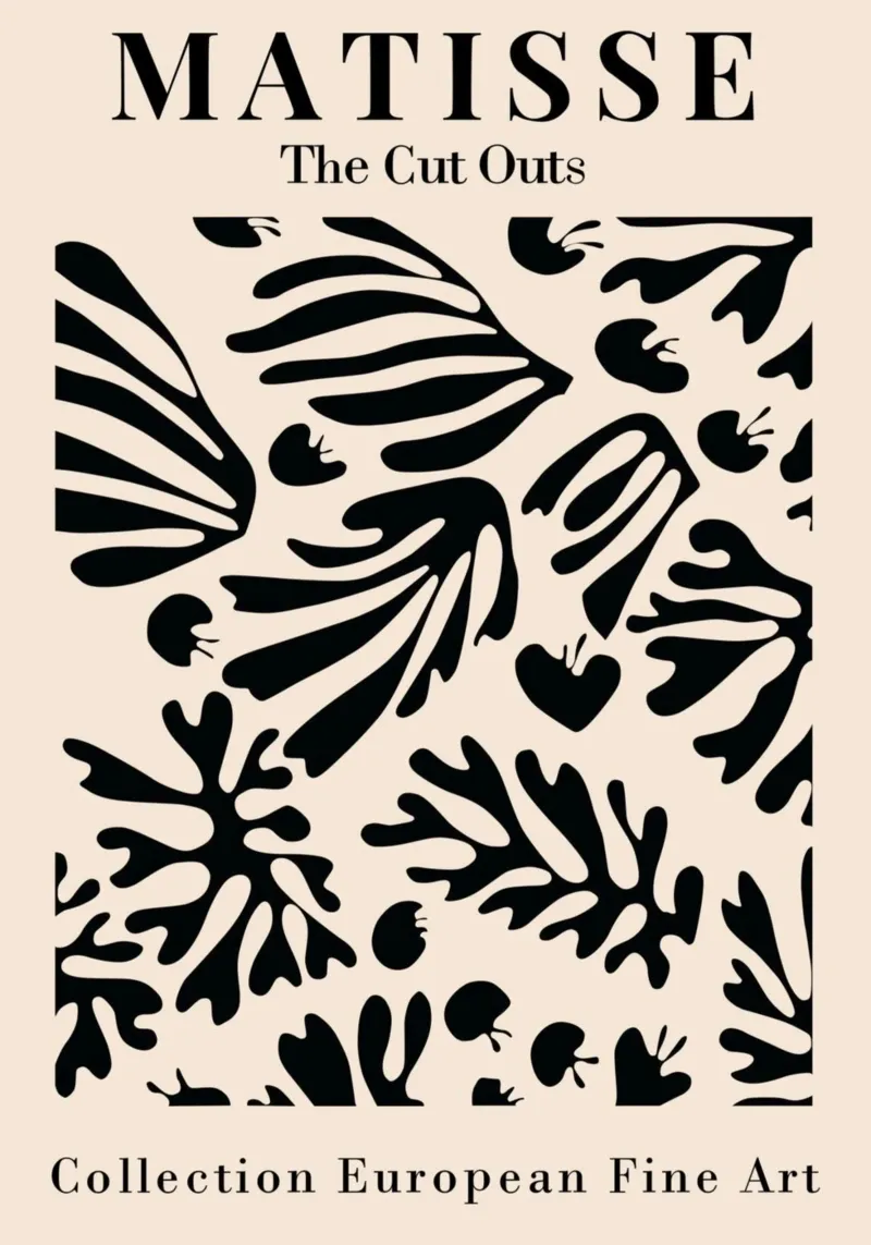 Matisse "The Cut Outs" Zwart Botanisch Abstracte Print canvas met Baklijst van homdeco