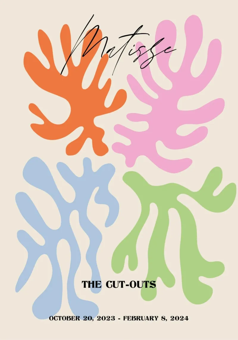 Matisse "De uitsnijdingen" Kleurrijke abstracte vormen poster canvas met Baklijst van homdeco
