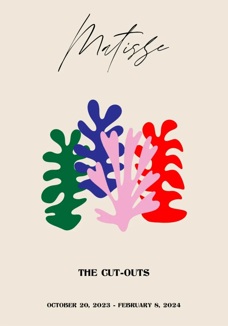 Poster astratto Matisse "I ritagli" in grassetto corallo pellicola backlit da homdeco
