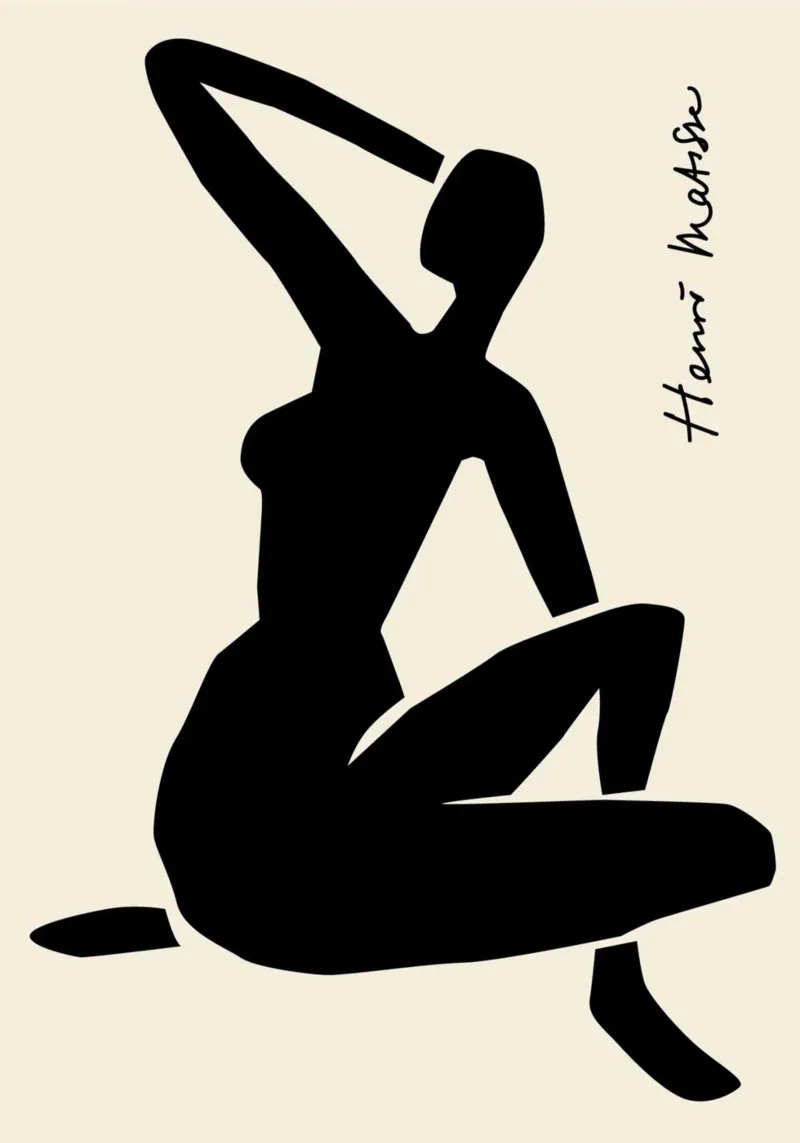 Matisse "Naaktstudie" Zwart Silhouet Kunstdruk canvas met Baklijst van homdeco