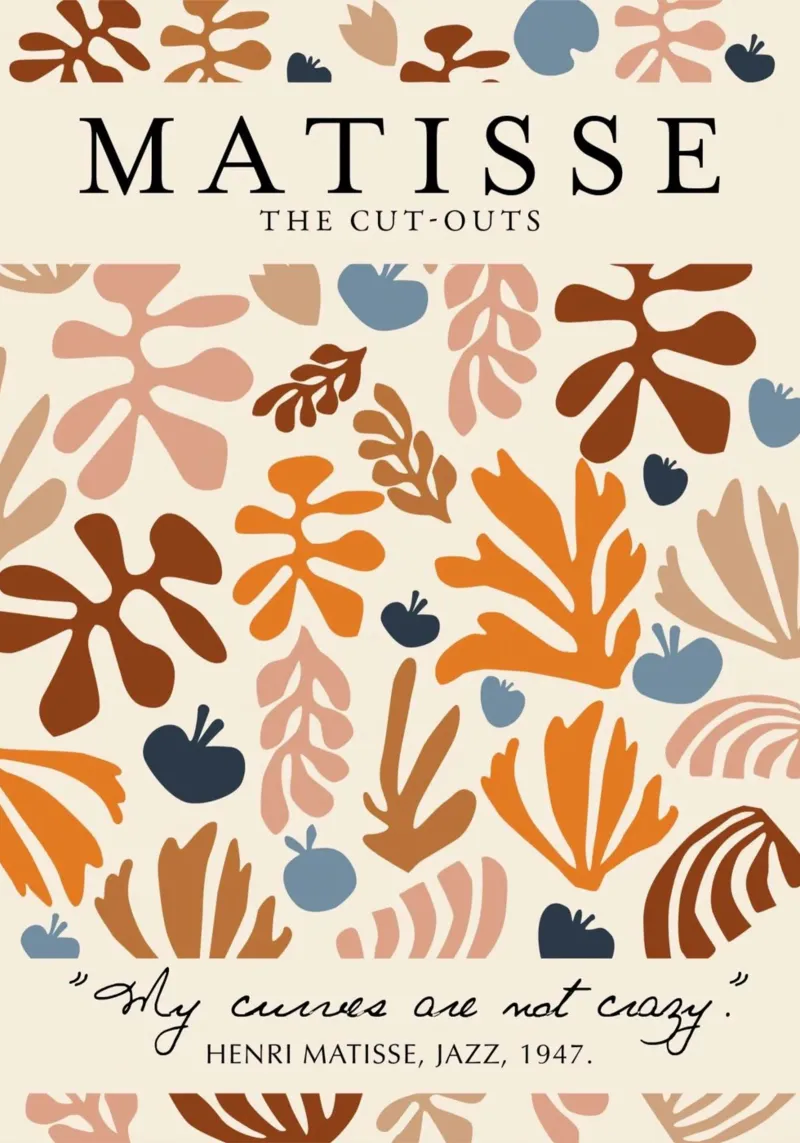 Poster botanico astratto e con citazioni di Matisse "I ritagli" pannello forex da homdeco