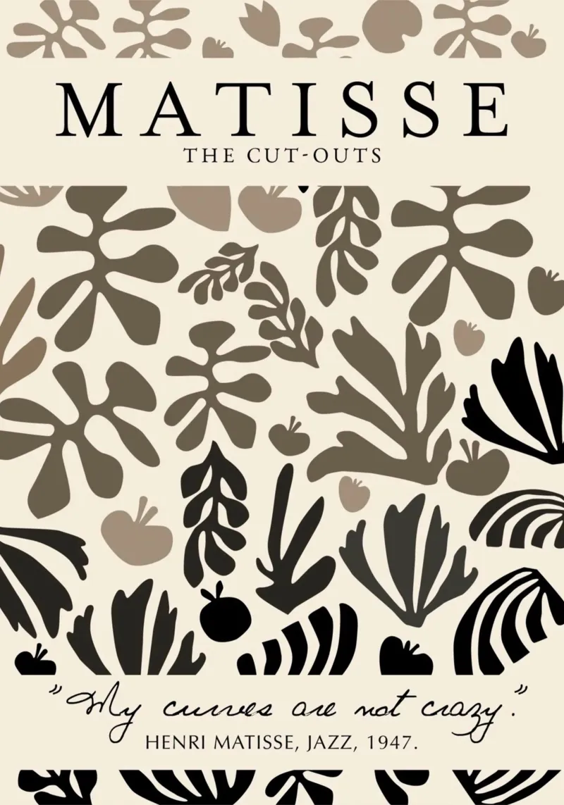 Poster astratto botanico neutro "I ritagli" di Matisse poster da homdeco