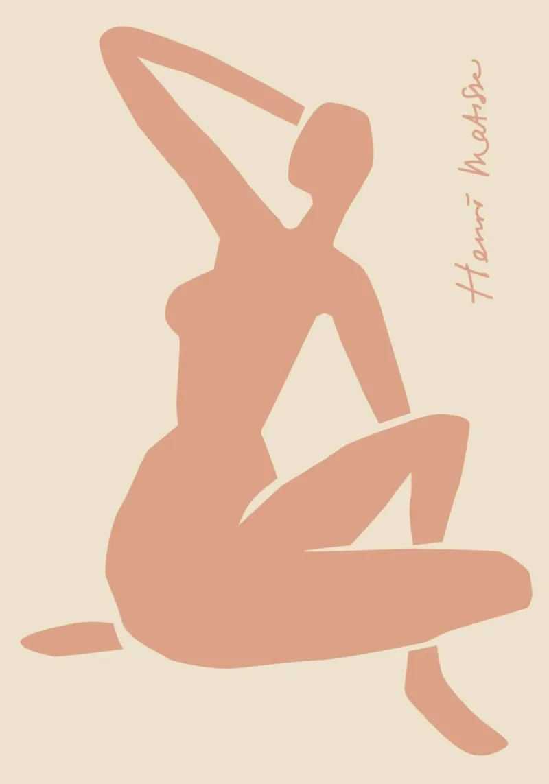 Matisse "Naaktstudie" Perzik Silhouet Kunstdruk canvas met Baklijst van homdeco