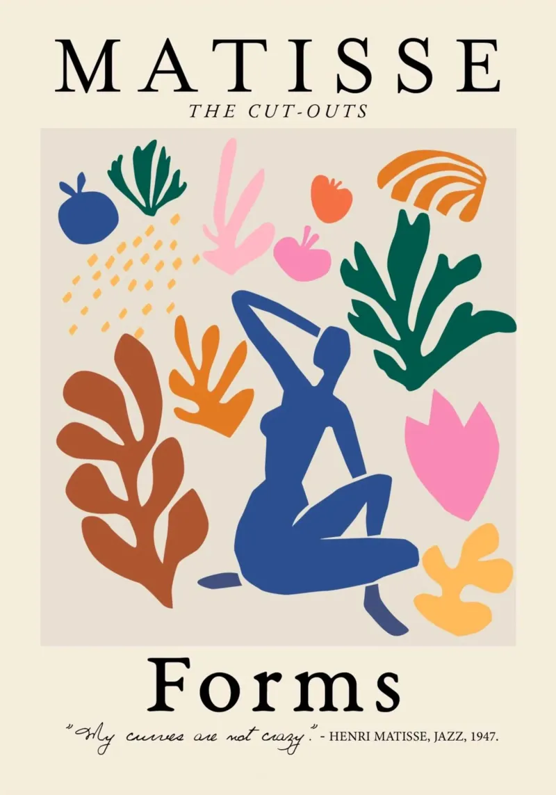 Poster Matisse "I ritagli" Nudo e forme botaniche poster da homdeco