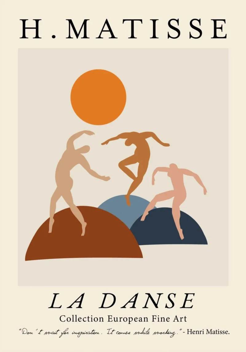 Poster con figure astratte e citazioni di Matisse "La Danse poster da homdeco
