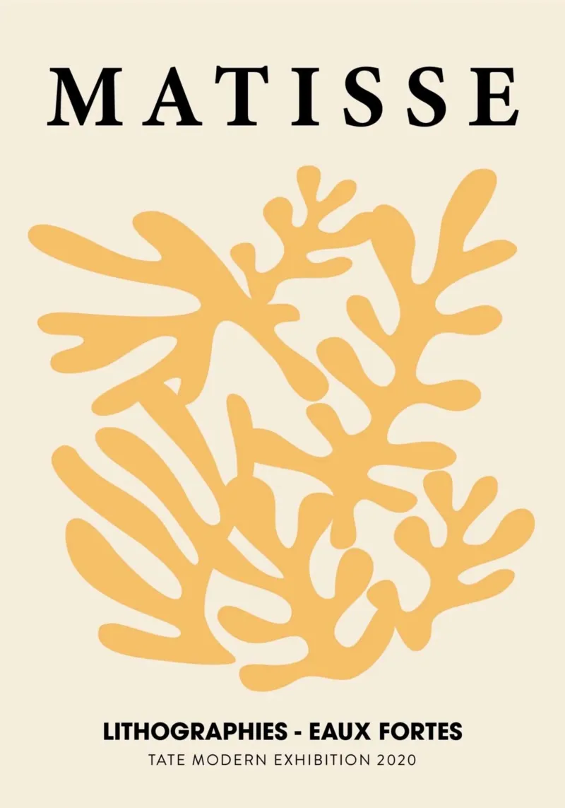 Matisse Orange Coral Abstract Lithograph Print canvas by homdeco