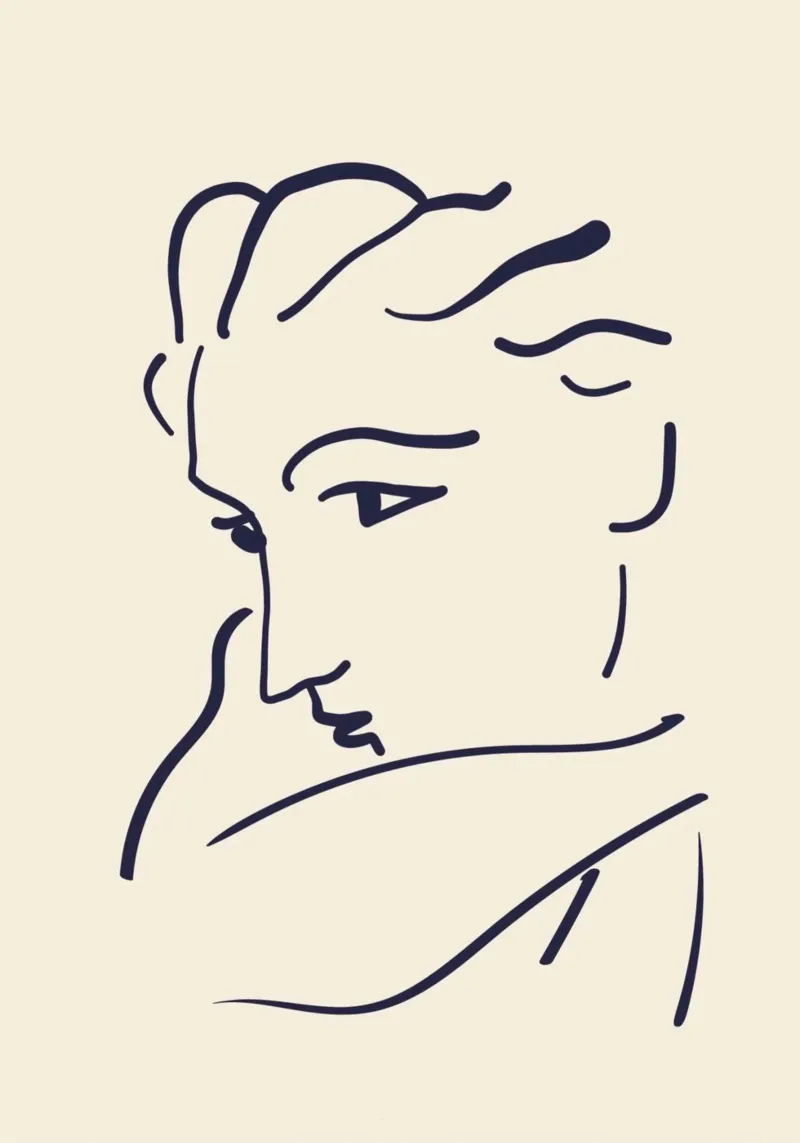 Matisse "Visage" Abstract Face Line Art Print hahnemühle de homdeco