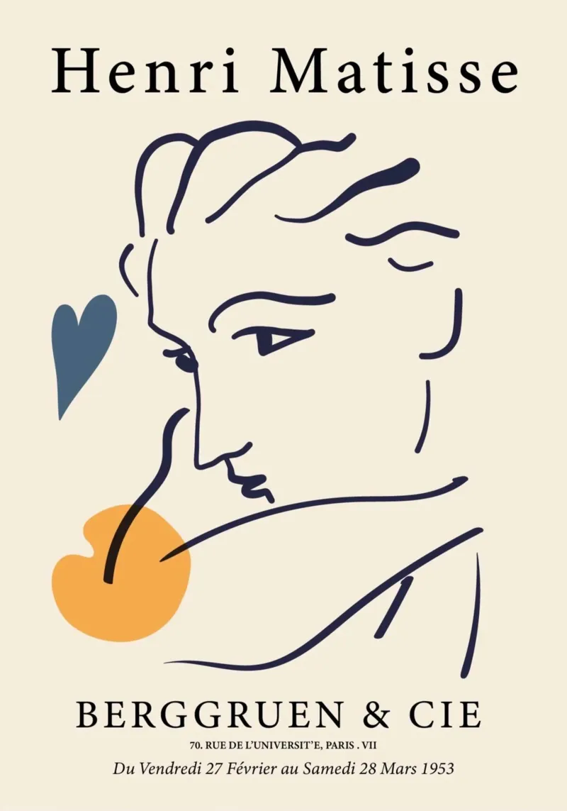 Poster Matisse "Visage" Line Art e forme astratte pellicola backlit da homdeco