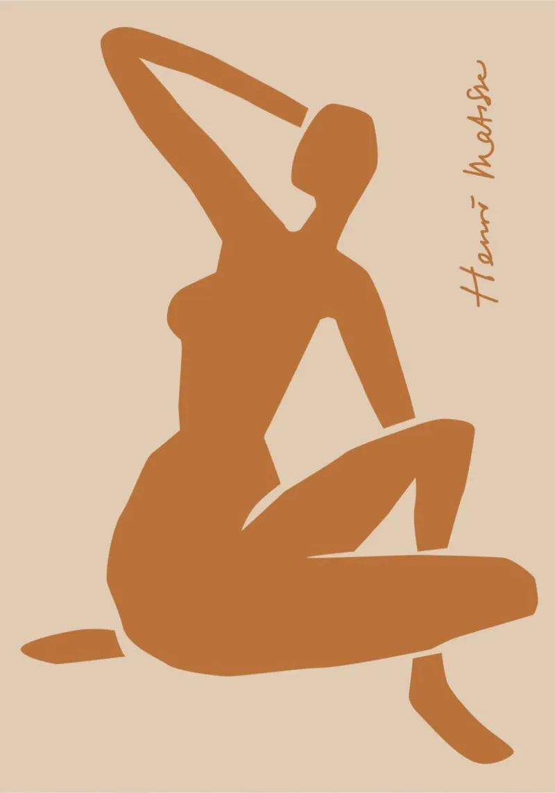 Matisse "Naaktstudie" Terracotta Silhouet Kunstdruk canvas met Baklijst van homdeco