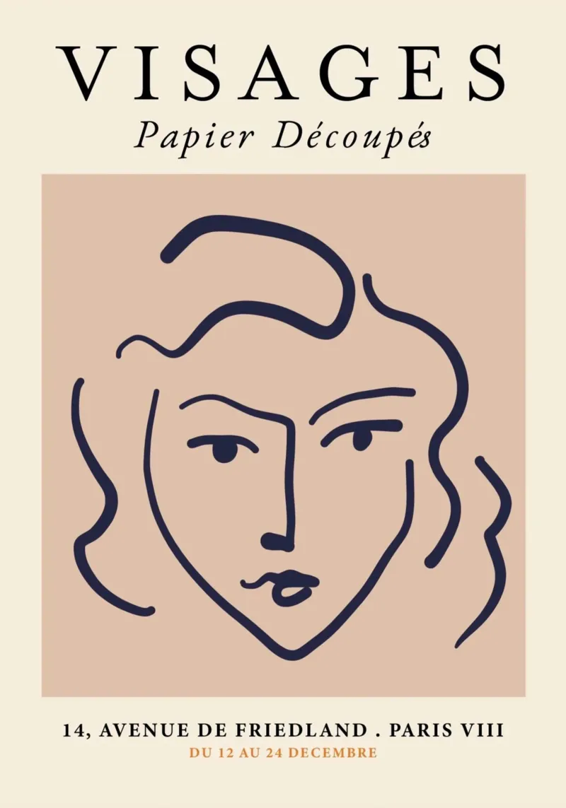 Matisse "Visages" Abstract Face Line Art Print poster with plastic frame by homdeco