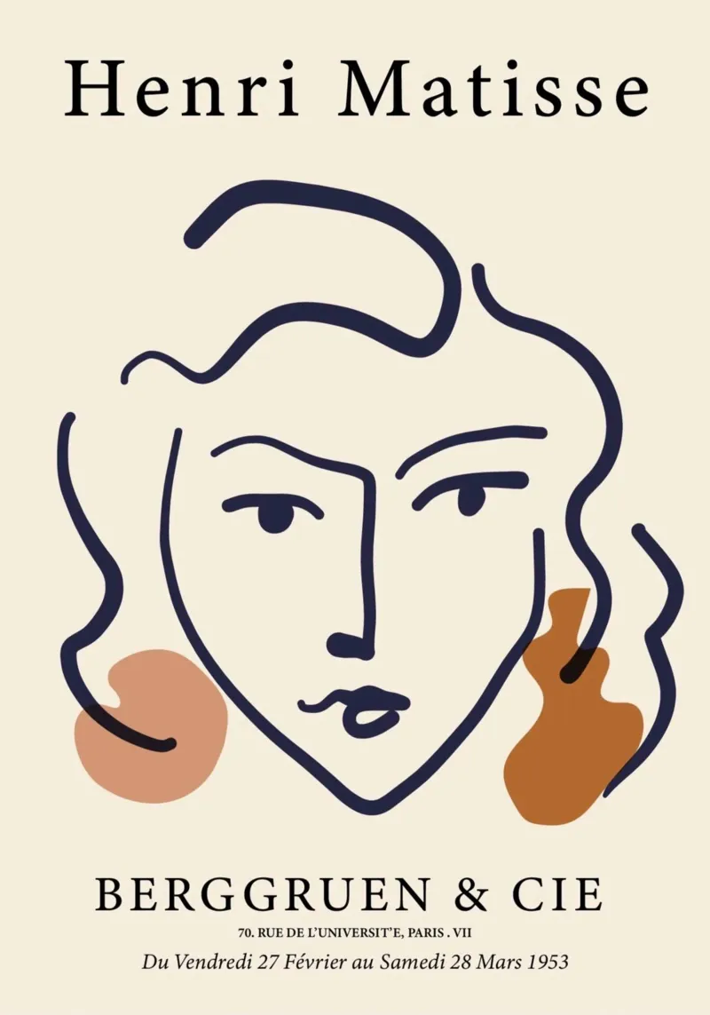 Matisse "Visage" Astratto Line Art & Shapes Poster pellicola backlit da homdeco