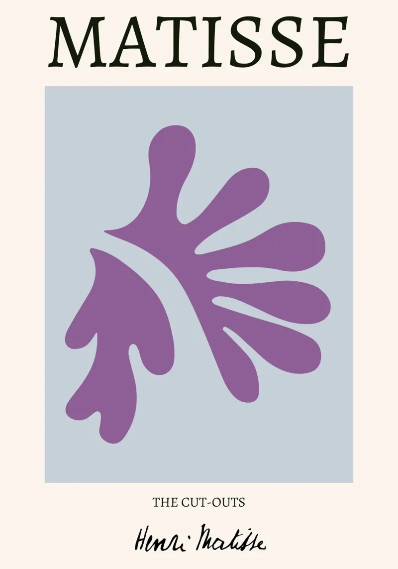 Matisse "The Cut-Outs" Paars Abstract Blad Print canvas met Baklijst van homdeco