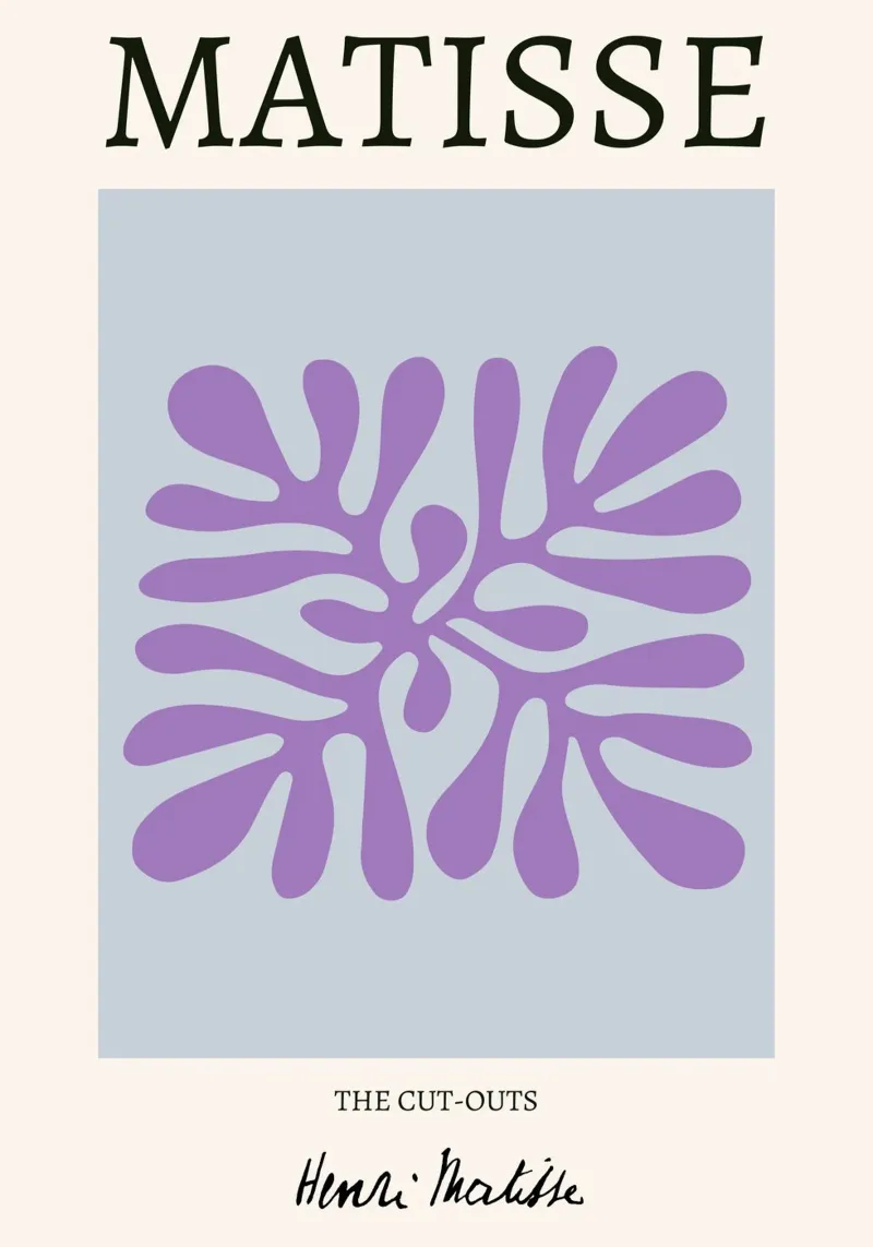 Matisse "I ritagli" Astratto botanico viola carta hahnemühle da homdeco