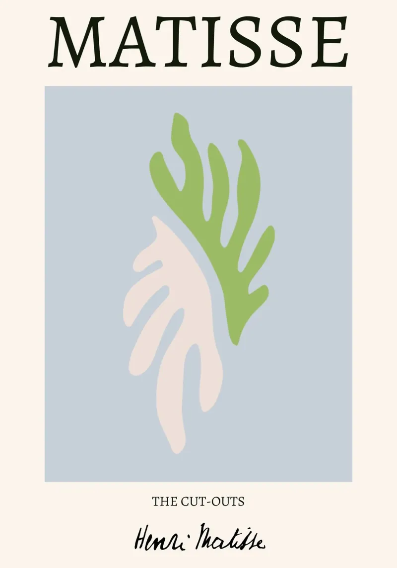 Matisse "I ritagli" Foglia verde e rosa astratta poster con telaio in legno da homdeco